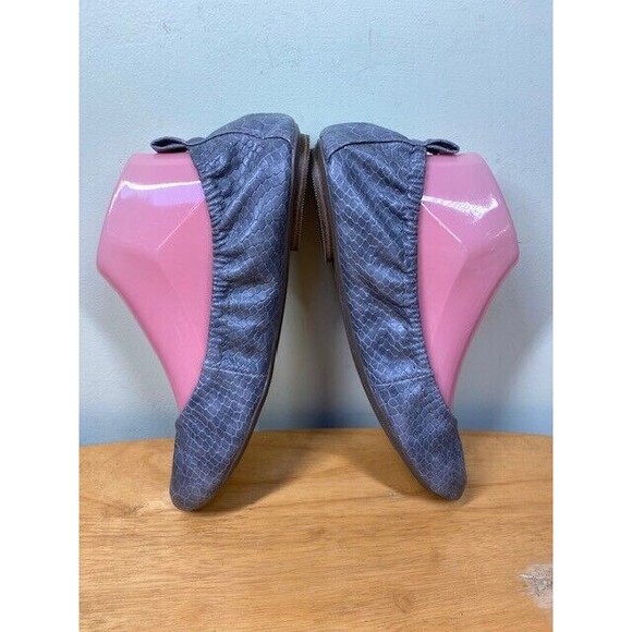 Old Navy Women's Sz 8 Gray Snake Skin Pattern Slip-on Scrunch Ballet Flats Shoes - Picture 6 of 12
